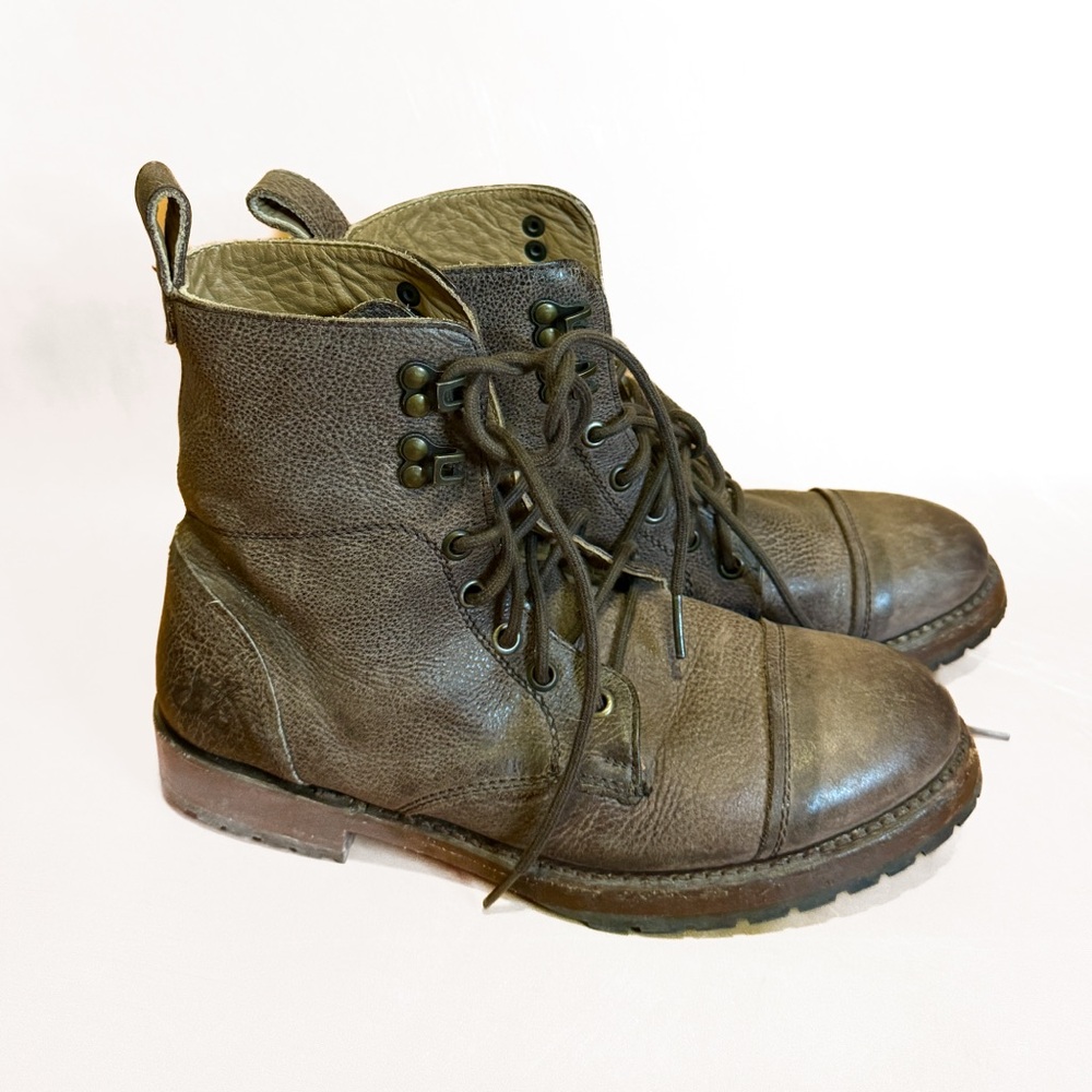 John Fluevog Brown Leather Combat Boots